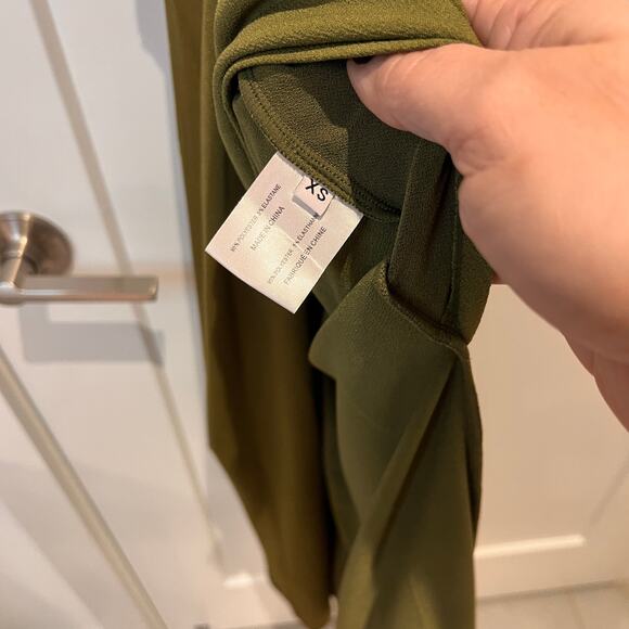 Proenza Schouler White Label Olive Green Belted Sleeveless Midi Jersey Dress XS - Picture 10 of 11